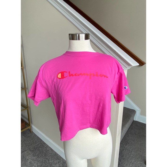 Champion Hot pink crop top with red logo, size XS - Picture 1 of 12